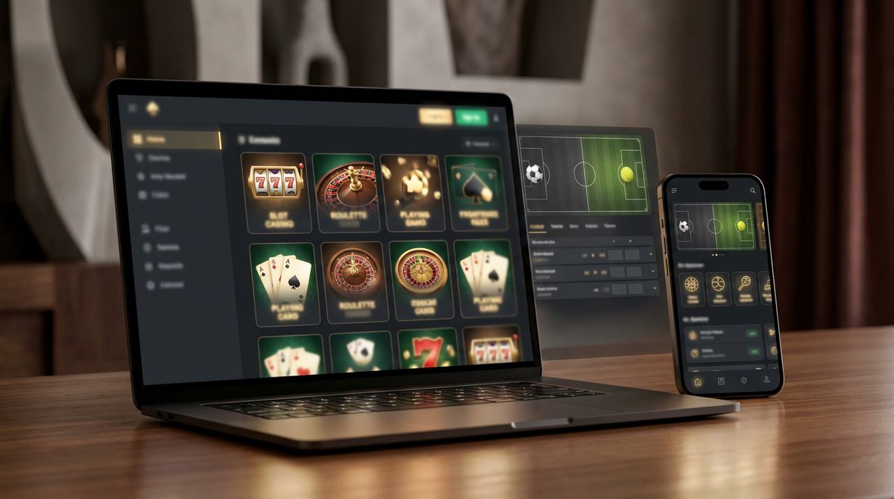 Ukázka webu online casina Realz s nabídkou her a sportovních sázek