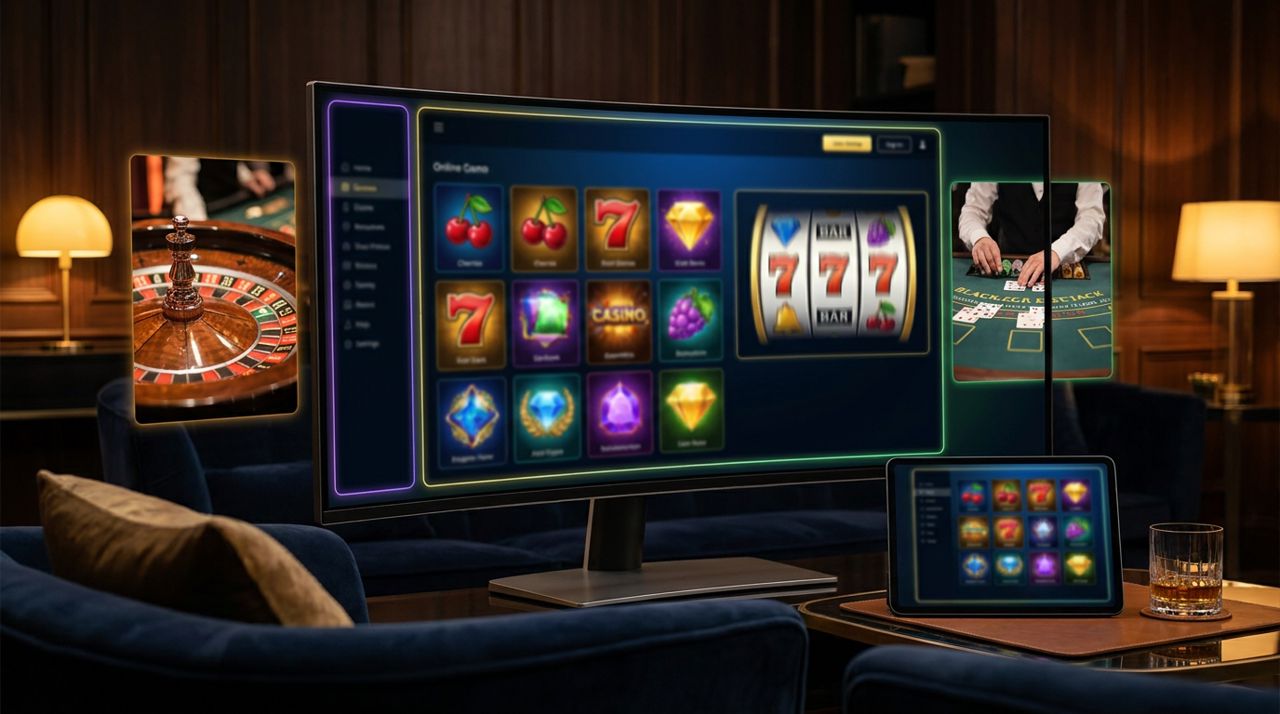 Úvodní stránka online kasina Vegasino s nabídkou her a sportovních sázek
