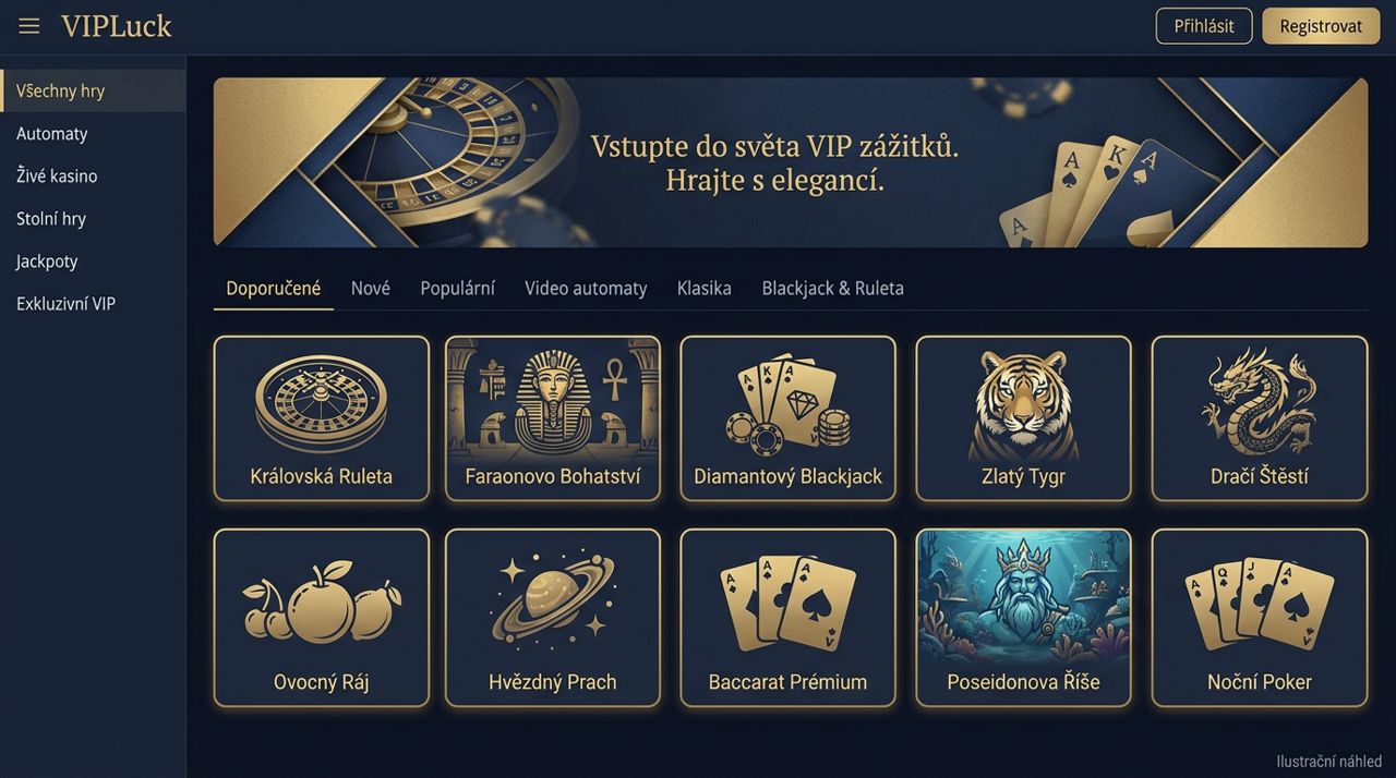 Snímek obrazovky online kasina VIPLuck